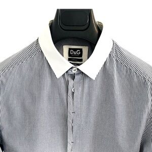 D&G Men's Black and White Checkered Shirt for men